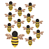 Wooden bee with glue 4 cm, 12 pieces in bag