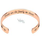 Stainless steel bracelet gold-plated with engraving Friends are family, open cuff, 2.5 mm