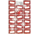 Sheet of Christmas gift stickers red snowflakes 20 labels 1 sheet