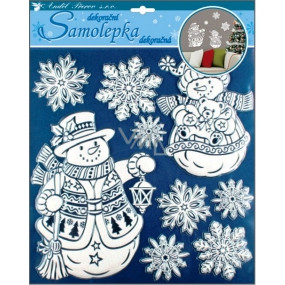 Wall stickers snowmen 3d with snow effect with glitter 38 x 30 cm