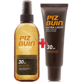 Piz Buin Wet Skin SPF30 transparent sun spray 150 ml + SPF30 Fluid for skin tanning 50 ml, duopack