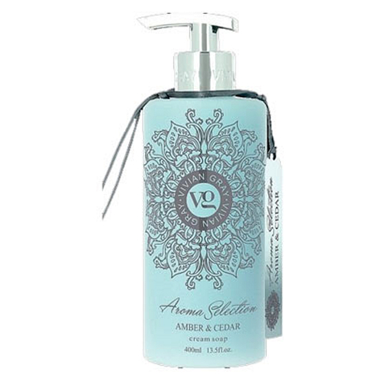 Vivian Gray Aroma Selection Amber & Cedar luxury liquid soap with 400 ml dispenser