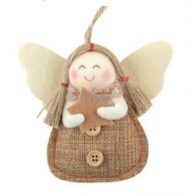 Jute angel with a star for hanging 9 cm No.1