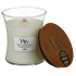 WoodWick Linen - Pure Linen scented candle with wooden wick and lid glass medium 275 g