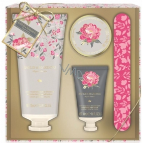 Baylis & Harding Pink magnolia and pear blossom hand lotion 75 ml + hand scrub 30 ml + crystals for hand water bath 20 ml + nail file, cosmetic hand care kit