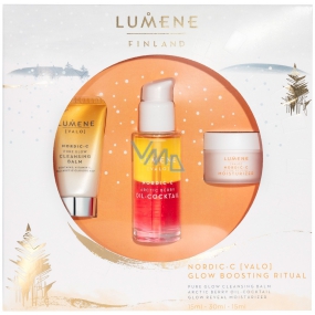 Lumene Nordic-C Valo Glow Boosting Ritual Cocktail from Arctic Berries Face Oil 30 ml + Cleansing Balm 15 ml + Moisturizing Face Cream 15 ml, cosmetic set