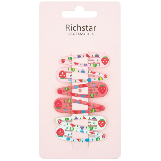 Richstar Accessories Colorful Hair Clips with Strawberry 5 cm 6 pieces