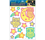 Stickers glowing in the dark owls 35 x 28 cm