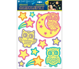 Glow-in-the-dark owl stickers 35 x 28 cm