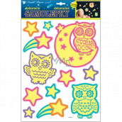 Glow-in-the-dark owl stickers 35 x 28 cm