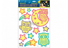 Stickers glowing in the dark owls 35 x 28 cm