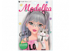 Coloring book with stickers Model with a cat 25 x 18 cm