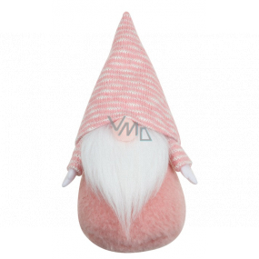 Pink elf with hat with stripes 21 cm 1 piece on stand