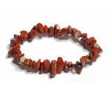 Jasper red bracelet elastic chopped natural stone 19 cm, full care stone