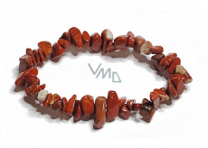 Jasper red bracelet elastic chopped natural stone 19 cm, full care stone