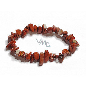 Jasper red bracelet elastic chopped natural stone 19 cm, full care stone