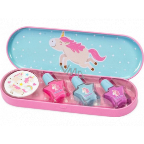 Martinelia Unicorn Sweet Dreams nail polish 3 x 4 ml + nail stickers + tin case, cosmetic set for children
