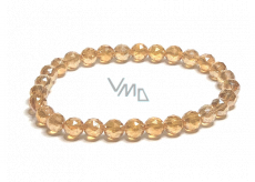 Crystal Aqua aura gold color facet semi-metallic finish, bracelet elastic natural stone, bead 6 mm / 16 - 17 cm, stone stones