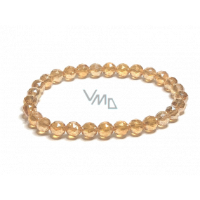 Crystal Aqua aura gold color facet semi-metallic finish, bracelet elastic natural stone, bead 6 mm / 16 - 17 cm, stone stones