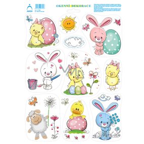 Arch Easter sticker, adhesive-free window film Chicken with big Easter egg 33 x 24 cm