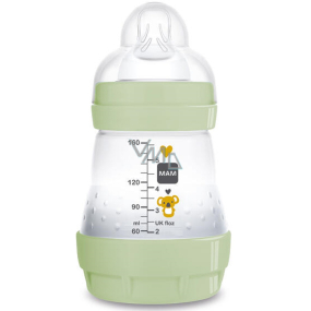 Mam Anti-Colic feeding bottle, silicone soft teat 0+ months Green 160 ml