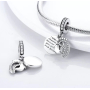 Sterling silver 925 I love you always and forever - footprints, 2in1 pendant for bracelet family