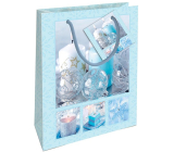 Nekupto Gift paper bag 14 x 11 x 6,5 cm Christmas blue, candles