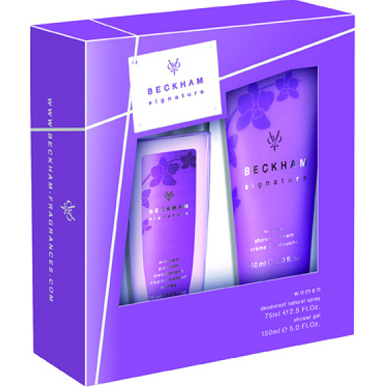 David Beckham Signature for Her perfumed deodorant glass for women 75 ml + shower gel 150 ml, cosmetic set