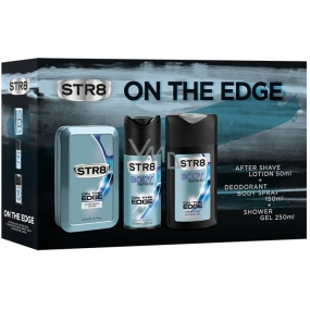 Str8 On The Edge aftershave 50 ml + deodorant spray for men 150 ml + shower gel 250 ml, cosmetic set