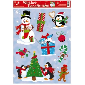Window foil without glue Christmas motifs in the middle blue gift 42 x 30 cm