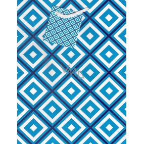 Nekupto Gift paper bag 23 x 18 x 10 cm Blue-white checkered 1042 40 BM