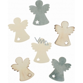 Angels made of wood set of 6 cm 6 pieces