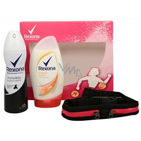Rexona Motionsense Invisible Black + White antiperspirant deodorant spray for women 150 ml + Tropical Power shower gel 250 ml + sports case for running, cosmetic set