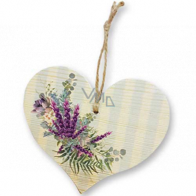Bohemia Gifts Wooden decorative heart with Lavender print 13 cm
