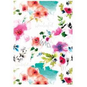 Ditipo Gift wrapping paper 70 x 200 cm white, red flowers