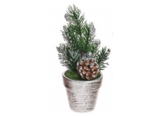 Decoration Christmas twig in a pot-silver