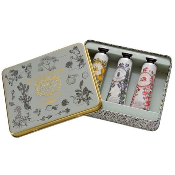 Panier des Sens Lavender hand cream 30 ml + Provence hand cream 30 ml + Rose hand cream 30 ml, cosmetic set