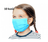 Veil 3-layer protective non-woven disposable, low breathing resistance for children 10 pieces light blue without print