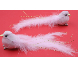 Plush bird on a clip pink 14 cm 2 pieces