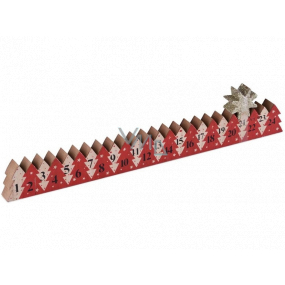 Advent calendar wooden red with gold star 78 x 395 mm