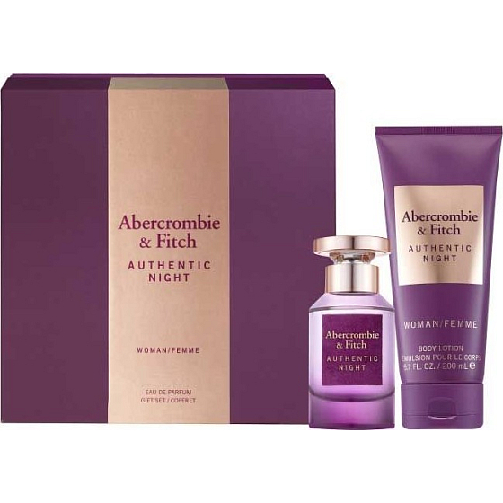 Abercrombie & Fitch Authentic Night Woman Eau de Parfum for Women 50 ml + Body Lotion 200 ml, gift set
