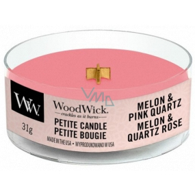 WoodWick Melon & Pink Quartz - Watermelon and pink quartz scented candle with wooden wick petite 31 g
