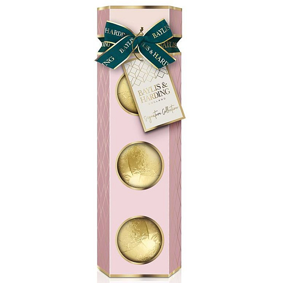 Baylis & Harding Jojoba, Vanilla & Almond oil sparkling bath ball 3 x 100 g, cosmetic set for women