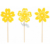 Felt flower yellow 6 cm + skewers, various motifs