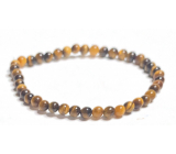 Tiger eye bracelet elastic natural stone, ball 4 mm / 16 - 17 cm, stone of the sun and earth, brings luck and wealth