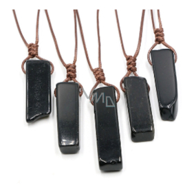 Obsidian pendant adjustable size, stone approx. 3,5 - 5 cm, rope adjustable size approx. 60 - 70 cm, rescue stone