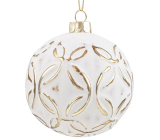White glass flasks with gold ornaments 8 cm 4 pieces