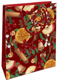 Nekupto Gift paper bag 14 x 11 x 6,5 cm Christmas cinnamon, orange, apple