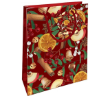 Nekupto Gift paper bag 14 x 11 x 6,5 cm Christmas cinnamon, orange, apple