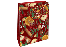 Nekupto Gift paper bag 14 x 11 x 6,5 cm Christmas cinnamon, orange, apple